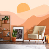 Sun Mountains Mural from Coloritto, showcasing a breathtaking view of sunlit mountains. Ideal for bringing a warm and majestic ambiance to any room